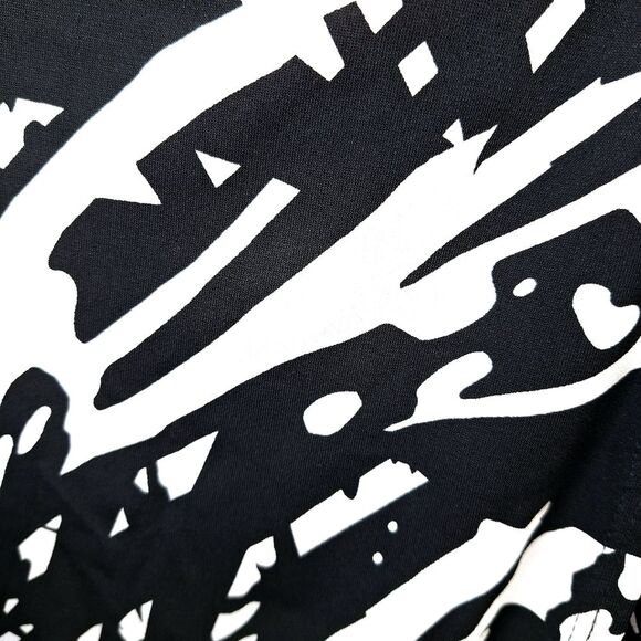 Emma & Michele Black White Art Deco Paint Splatter Rorshach Wrap Dress Sz S - Picture 13 of 14